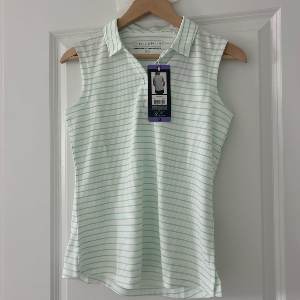 Women's Pebble Beach Sleeveless Polo Golf Shirt Dry-Luxe Performance Size XS
